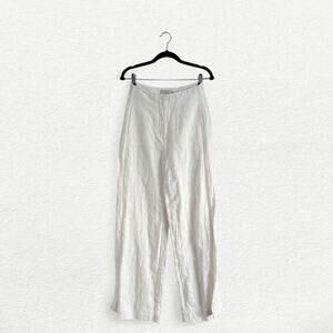 ST. AGNI High Waist Linen Wide Leg Pants in Ivory